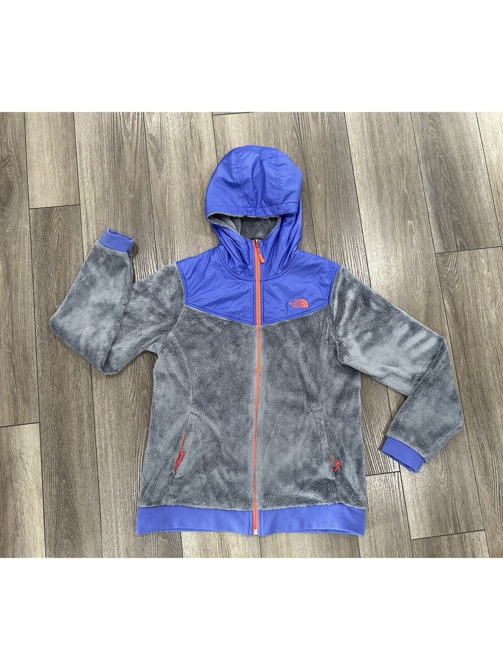 The North Face Purple Gray Full-Zip Hooded Jacket Fleece Womens Large